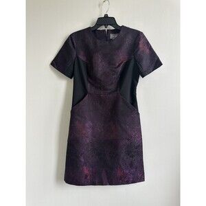 Phase Eight Color Block Side Pocket Print Dress In Maroon Purple Size 6 US /10UK